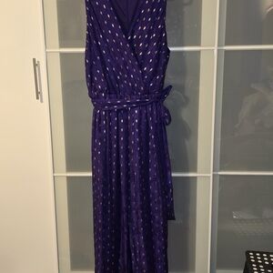 Lane Bryant Purple Sleeveless Wrap Maxi Dress with Metallic Dots